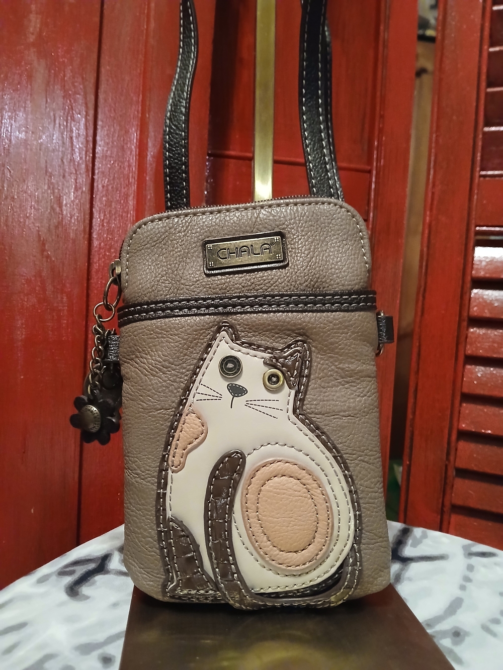 Chala Taupe Cat Crossbody Phone Bag